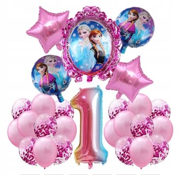 Balony na 1 URODZINY Zestaw - KRAINA LODU - Różowy - 26 szt - Inna marka