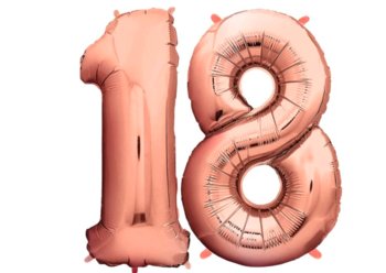 Balony na 18 urodziny różowe złoto - duże 100 cm - JAMKO
