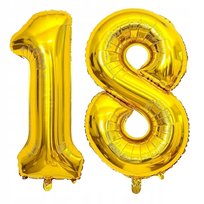 BALONY NA 18 URODZINY ZŁOTE FOLIOWE CYFRY DUŻE 92 cm OSIEMNASTKA IMPREZA SNM