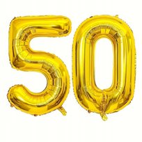 BALONY NA 50 URODZINY ZŁOTE FOLIOWE CYFRY DUŻE 92 cm ZESTAW DEKORACJI PARTY
