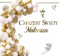 Balony na CHRZEST baner KRZYŻ napis IMIĘ