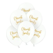 Balony na chrzest, dwustronne złoty napis chrzest święty 30cm 6szt