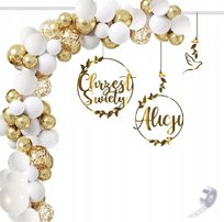 Balony na CHRZEST Święty łuk zestaw dekoracji KOŁO STL + IMIĘ
