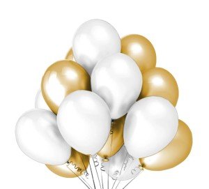 Balony na komunię biało złote 20 szt.