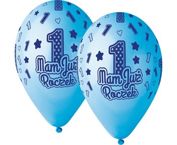 Balony Premium, 13", Mam Już Roczek, niebieskie, 5 sztuk