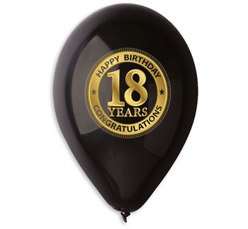 Balony Premium, 18 years, czarne, 12", 5 sztuk - Gemar
