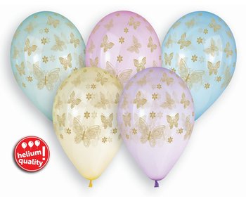 Balony Premium Hel, Złote Motylki, 13 cali, 5 sztuk - GoDan