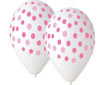 Balony Premium, różowe groszki, transparentne, 12", 5 sztuk - Gemar