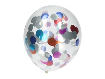 Balony przezroczyste z kolorowym konfetti - 30 cm - 4 szt. - Folat