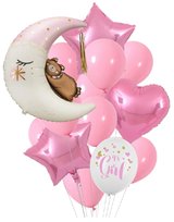 Balony Różowe Powitanie Witaj w Domu Gotowy zestaw Dekoracji Baby Girl Księżyc