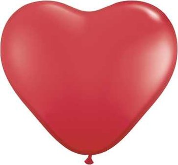 Balony, serce, 16", czerwone, 6 sztuk - PartyDeco