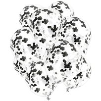 Balony z Czarnym konfetti lateksowe 12 cali 30 cm - 10 szt.