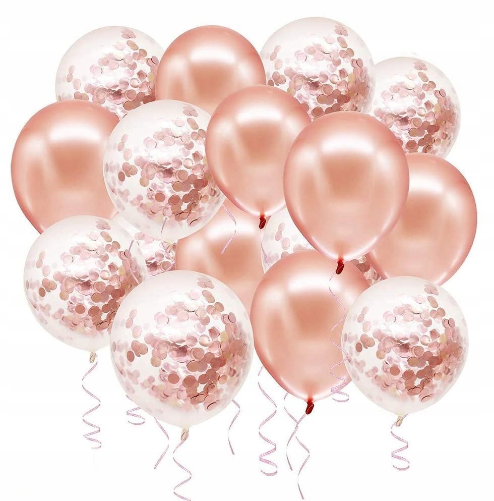 Balony Z Konfetti Rose Gold 28Cm -- 30Szt-Zdjęcie-0