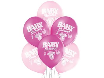 Balony z nadrukiem na baby shower dla dziewczynki - 12" - 6 szt. - BELBAL