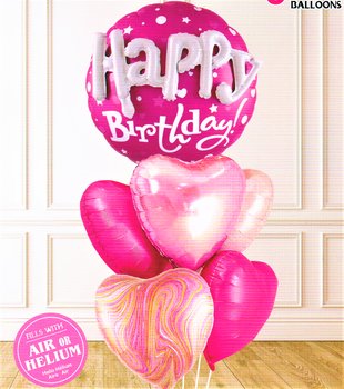 Balony zestaw Happy Birthday różowy 6 szt 45-58 cm - MK Trade
