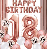 BALONY ZESTAW na osiemnastkę 18 LAT ROSE GOLD