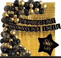 BALONY zestaw na urodziny baner KURTYNA PANEL + IMIĘ