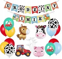 BALONY zestaw zwierzęta FARMA baner IMIĘ