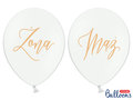 Balony, Żona & Mąż, białe, 30 cm, 6 sztuk - PartyDeco