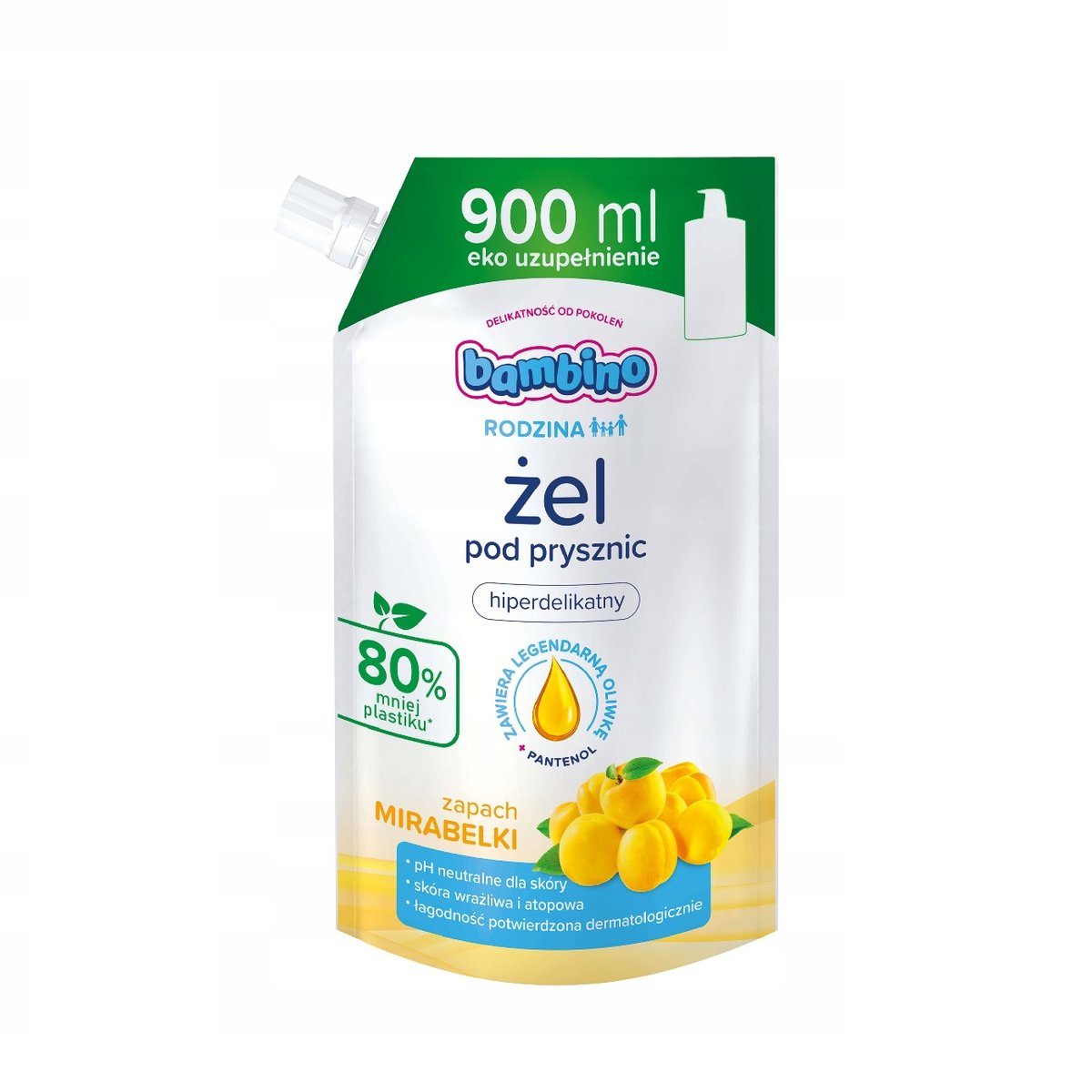 Bambino, Rodzina żel pod prysznic hiperdelikatny Mirabelka Refill 900ml-Zdjęcie-0