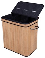 Bambusowy kosz na pranie 3-komorowy 150L naturalny BAMBOO