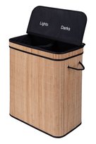 Bambusowy kosz na pranie bieliznę uchylny 100L naturalny kolor czarny wkład