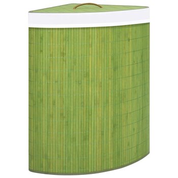 Bambusowy kosz na pranie, narożny, zielony, 60 L - vidaXL