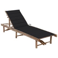 Bambusowy leżak ogrodowy z poduszką, 200x65x(30-87 / AAALOE