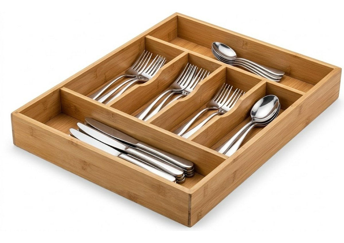 Bambusowy Organizer Wkład do Szuflady na Sztućce 45,5x30,5 cm Przybory Kuchenny