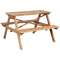 Bambusowy stół piknikowy z ławkami, 120x120x78 cm, / AAALOE