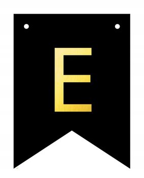 Baner czarno-złoty DIY czarny ze złotą literą flagi 12 x 16 cm litera E - Inna marka