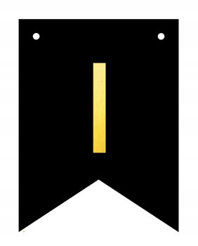 Baner czarno-złoty DIY czarny ze złotą literą flagi 12 x 16 cm litera I - Inna marka