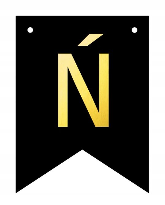 Baner czarno-złoty DIY czarny ze złotą literą flagi 12 x 16 cm litera Ń ...