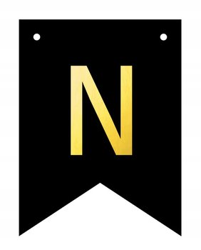 Baner czarno-złoty DIY czarny ze złotą literą flagi 12 x 16 cm litera N - Inna marka
