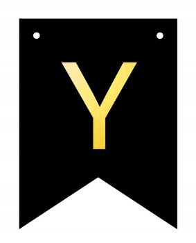 Baner czarno-złoty DIY czarny ze złotą literą flagi 12 x 16 cm litera Y - Inna marka