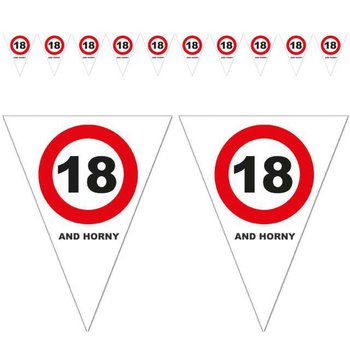 Baner flagi, 18 Traffic Birthday, czerwono-czarny, 5 m - Funny Fashion