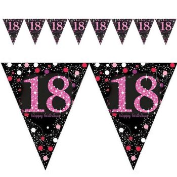 Baner flagi, Urodziny 18, różowo-czarny, 4 m - Amscan