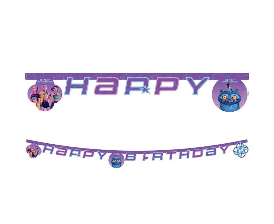 Baner papierowy HAPPY BIRTHDAY K-POP DEMON HUNTERS