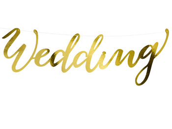 Baner Wedding, złoty, 16,5x45 cm - PartyDeco