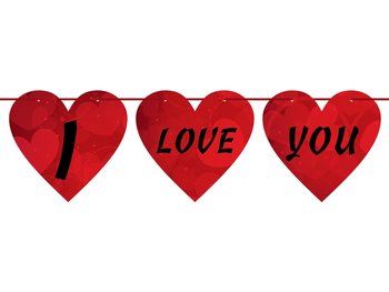 Baner wiszący serca I Love You na Walentynki - 2m - Congee.pl