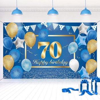 Banydoll Baner Urodzinowy na 70 Urodziny - Niebiesko-Złoty 185x110 cm - NIKCORP