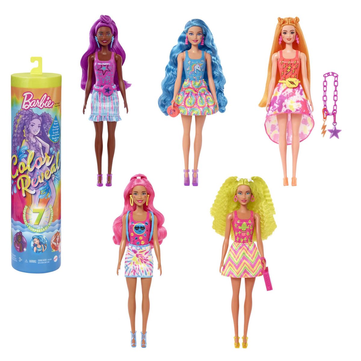 Фото - Лялька Mattel Barbie Color Reveal Lalka Neon Tie-Dye 