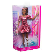 Barbie Deluxe Style, Lalka modowa #6 Koralowa sukienka bombka, dla dzieci 4+ JFP41