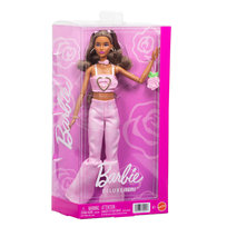 Barbie Deluxe Style Różowy denim, Lalka modowa #11 Czarne włosy, komplet w gwiazdki, Zabawka dla dzieci 4+ JJN72