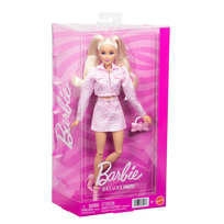Barbie Deluxe Style Różowy denim, Lalka modowa #9 Blond włosy, komplet ze spódniczką i kurtką, dla dzieci 4+ JJN69
