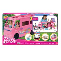 Barbie Dreamcamper, Kamper Marzeń Pojazd Zestaw 2 w 1 i akcesoria, Zabawka dla dzieci 3+ HRJ78