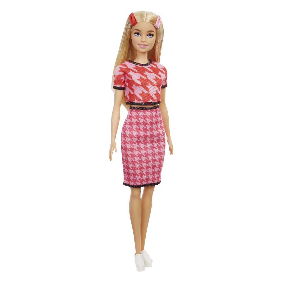Barbie Fashionistas, lalka Blondynka, różowe spineczki-Zdjęcie-0