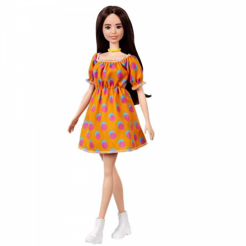 Фото - Лялька Barbie Fashionistas, lalka Modna przyjaciółka sukienka w grochy, brązowe w 