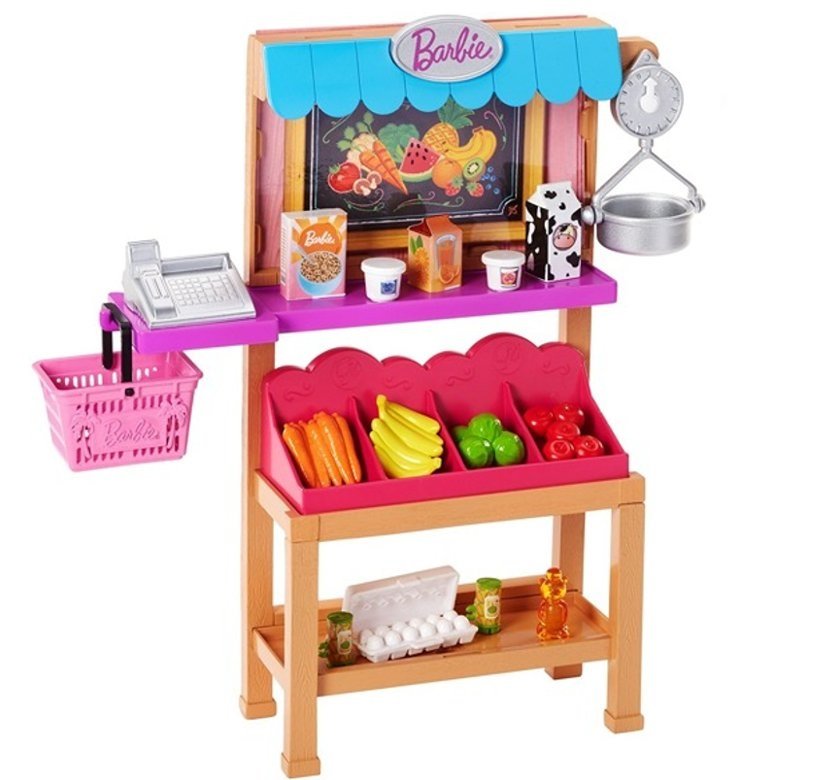 Barbie Kariera, mebelki dla lalek- sklep spożywczy, zestaw FJB25/FJB27
