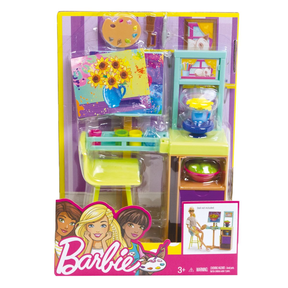 Фото - Усе для ляльок Mattel Barbie Kariera, mebelki dla lalek- studio sztuki, zestaw FJB25/FJB26 